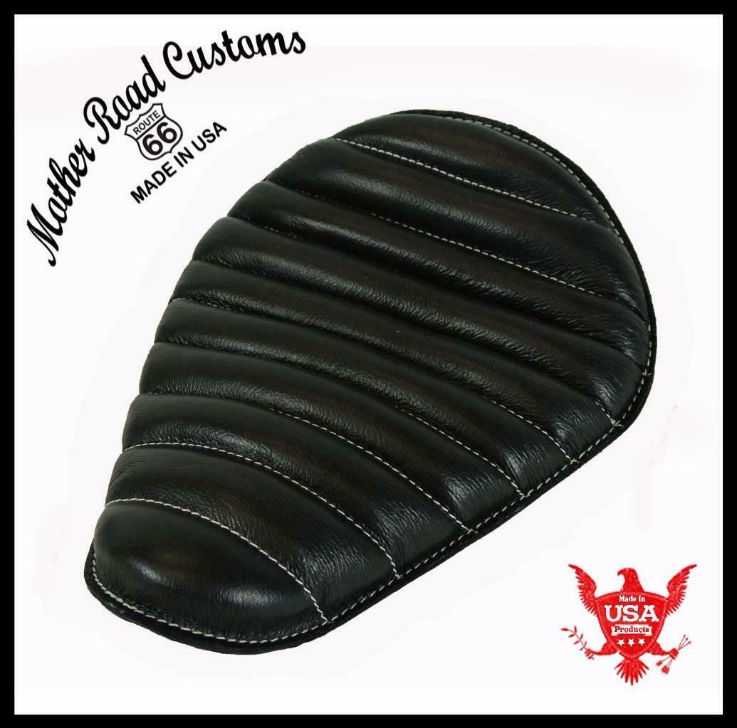 Spring Seat Chopper Harley Sportster Bobber 10x13 Tuck Leather White Stit Frame