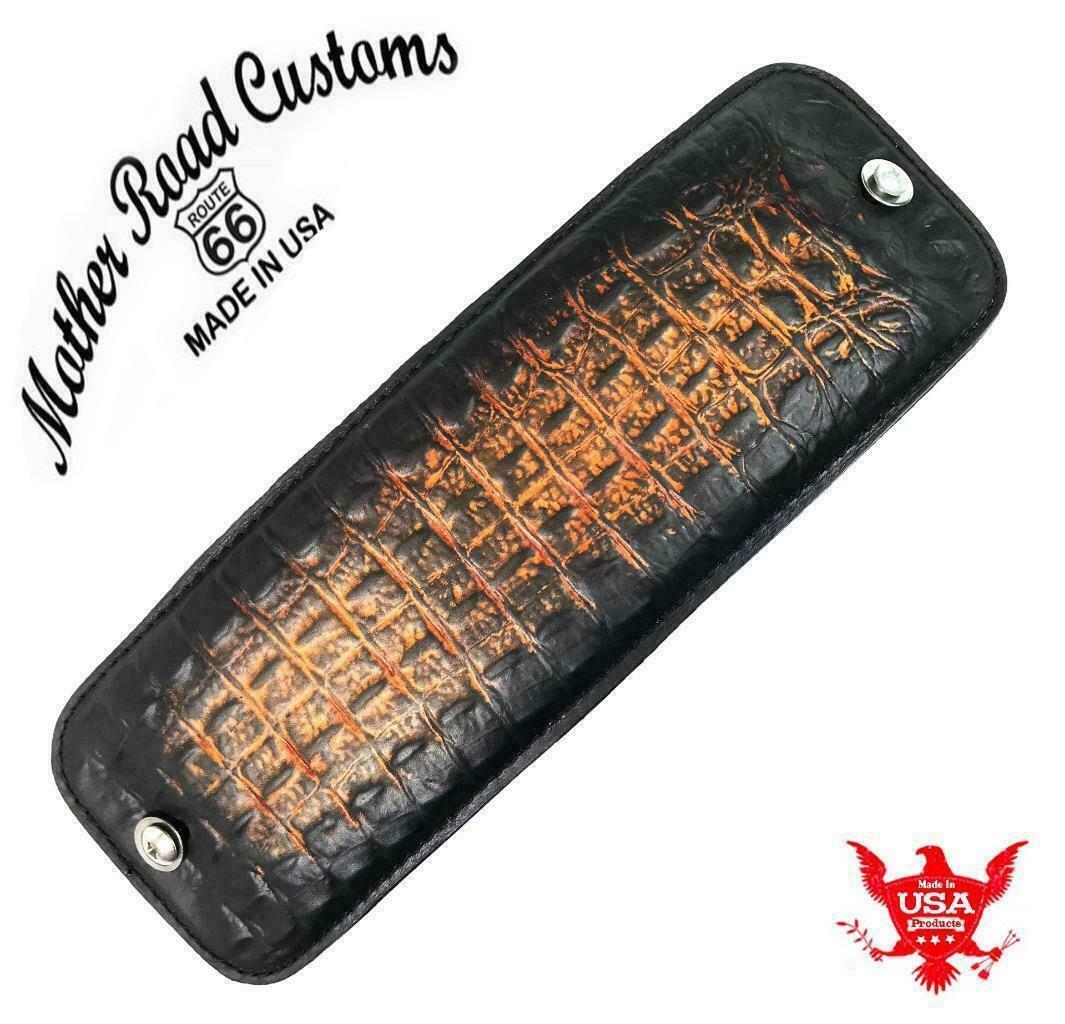 1999-2017 Harley Dyna Passenger P-Pad US Steel Pan Antique Brown Alligator - Mother Road Customs