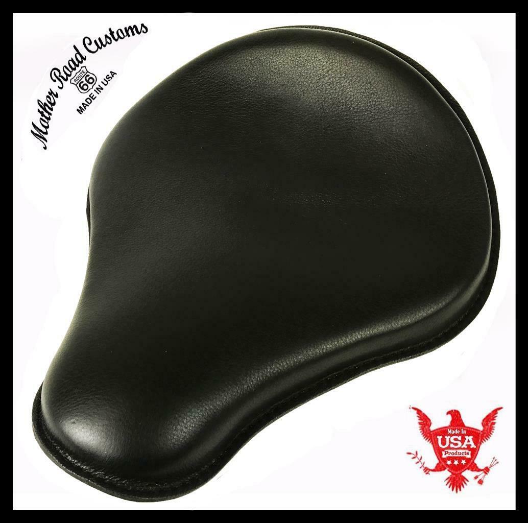 Spring Seat Chopper Bobber Harley Sportster Honda Yamaha 13x15x1" Black Leather - Mother Road Customs