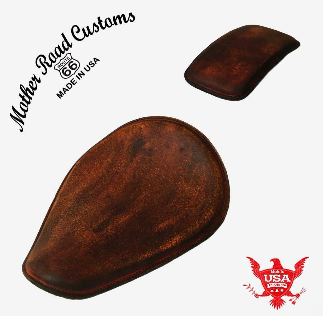 Spring Seat P-Pad Chopper Harlery Bobber Sportster 10x13 201 Brown Dist Leather