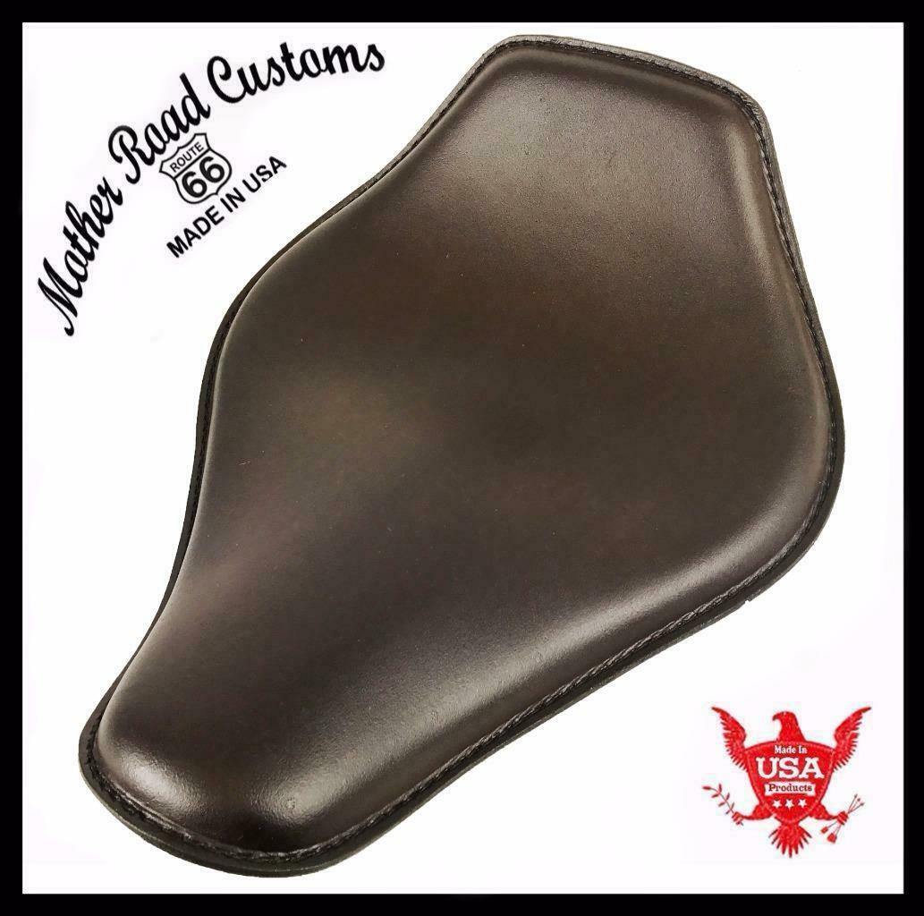 Spring Seat Chopper Bobber Harley Sportster Honda 11x14 Brown Snub Nose Leather - Mother Road Customs
