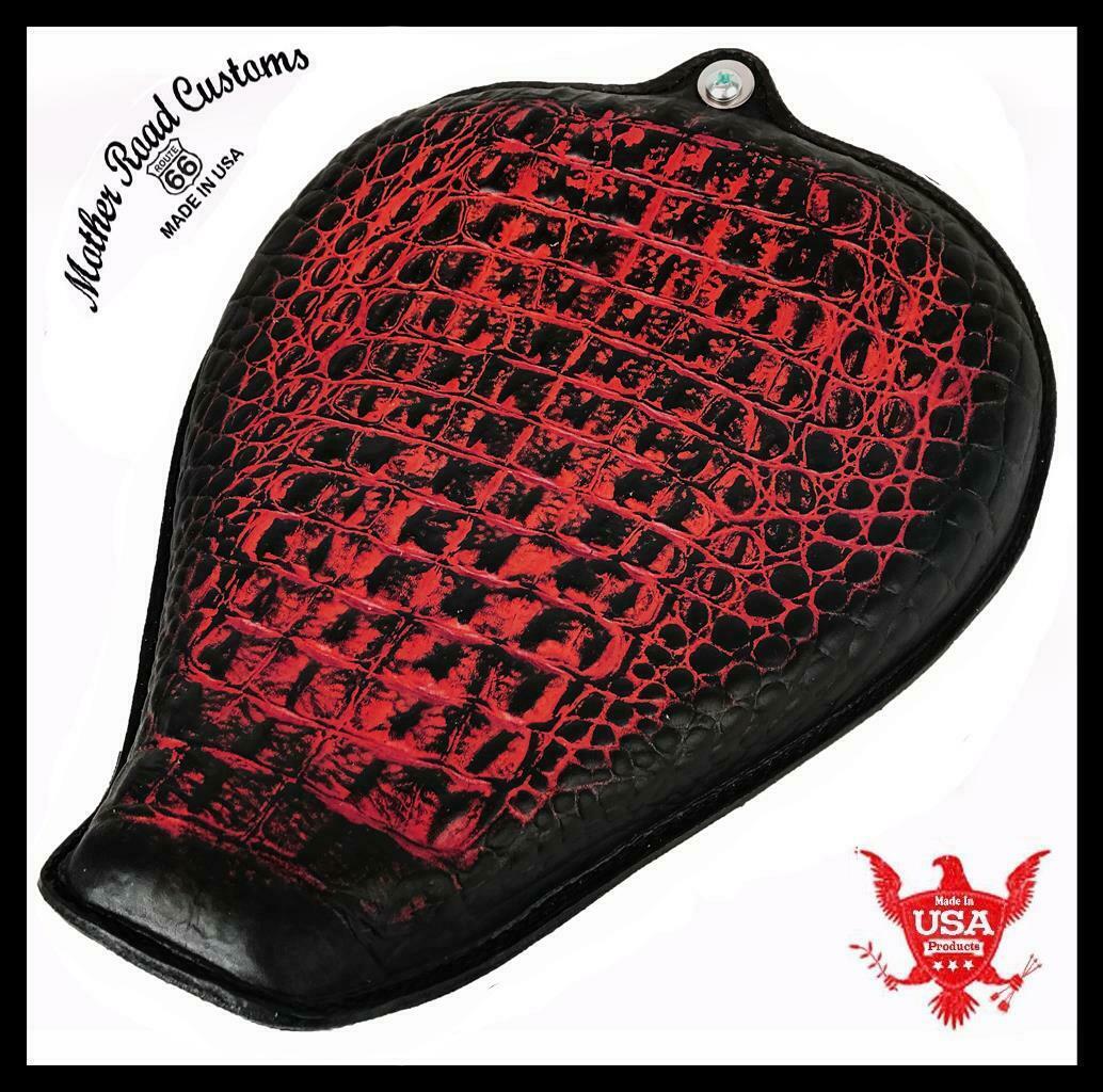 2010-2023 Sportster Harley On The Frame Seat AntRed Alligator Leather All Models