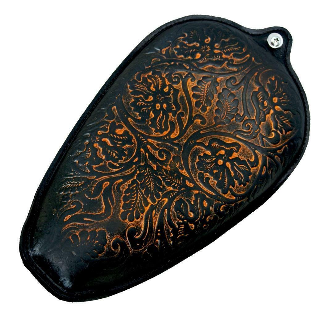 1982-2003 Harley Sportster Seat Antique Brown Oak Leaf Leather On The Frame USA - Mother Road Customs