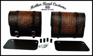 2015-2020 Indian Scout Saddle Bags Mounting Hardware Ant Brn Alligator Leather - Mother Road Customs