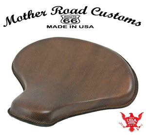 15x14" Soft Brn Leather Spring Solo Tractor Seat Chopper Bobber Harley Sportster - Mother Road Customs