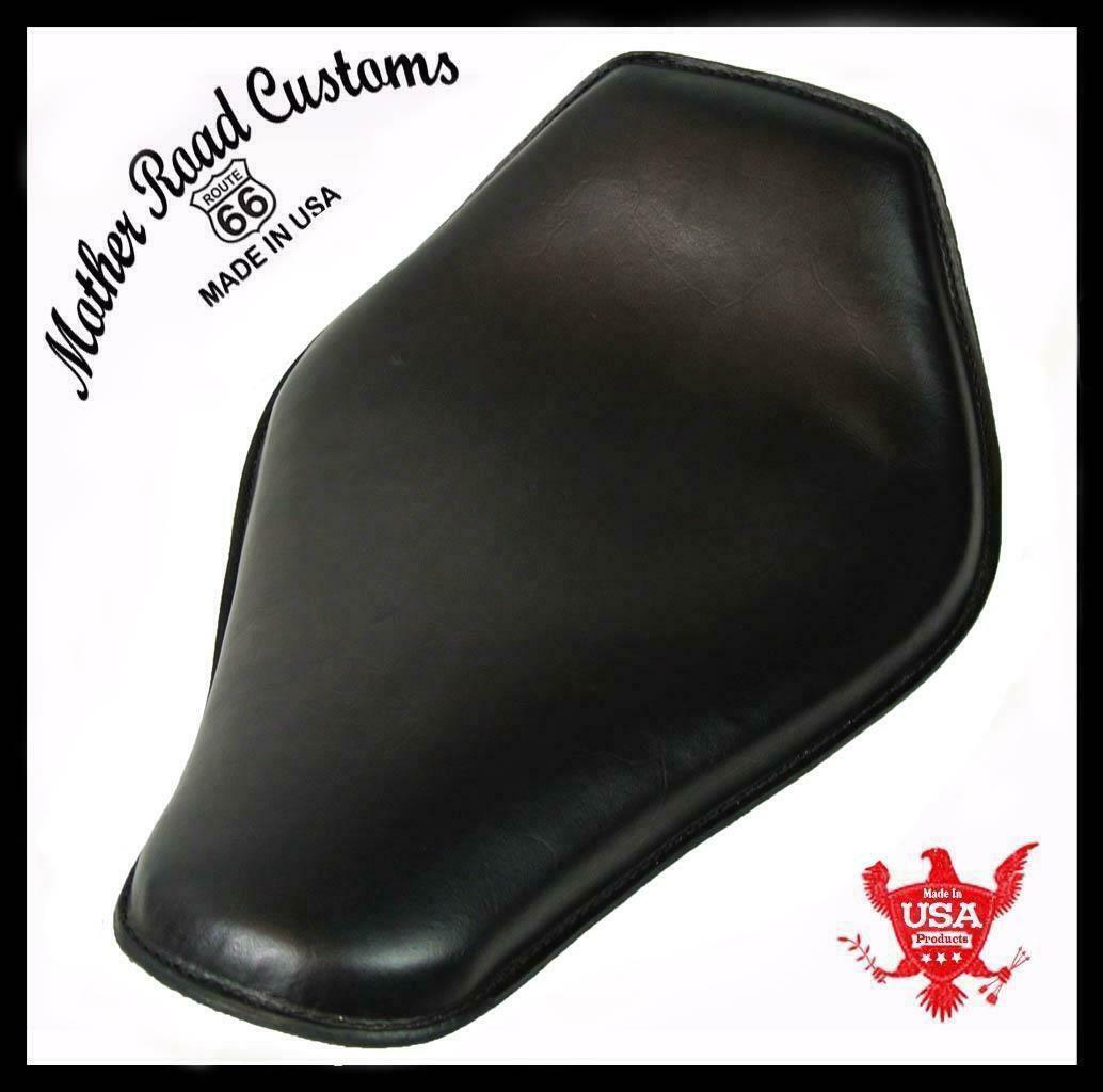 Spring Solo Seat Chopper Bobber Harley Softail 11x16 Black Snub Nose Leather