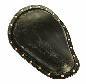 Spring Solo Seat Harley Sportster Chopper 12x15 Black Dist Leather Copper Rivets