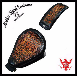 2004-2006 Sportster Harley Seat pad Kit Ant Brn Gator All  Models Leather USA bc - Mother Road Customs
