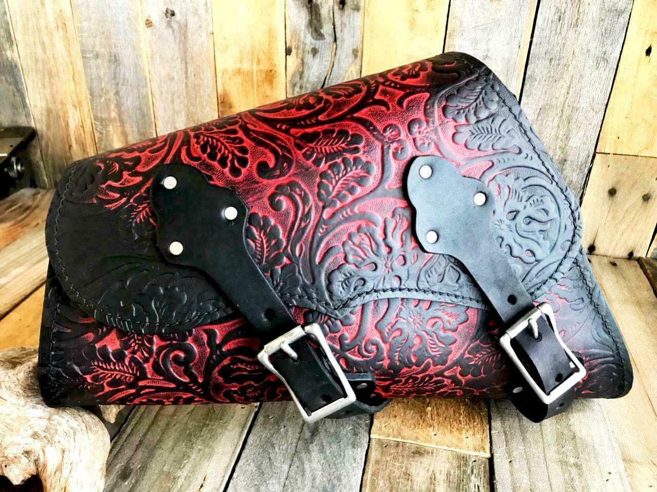1982-2020 Sportster Saddle Bag Harley Ant Red Oak Leaf Leather Fits All Models - Mother Road Customs