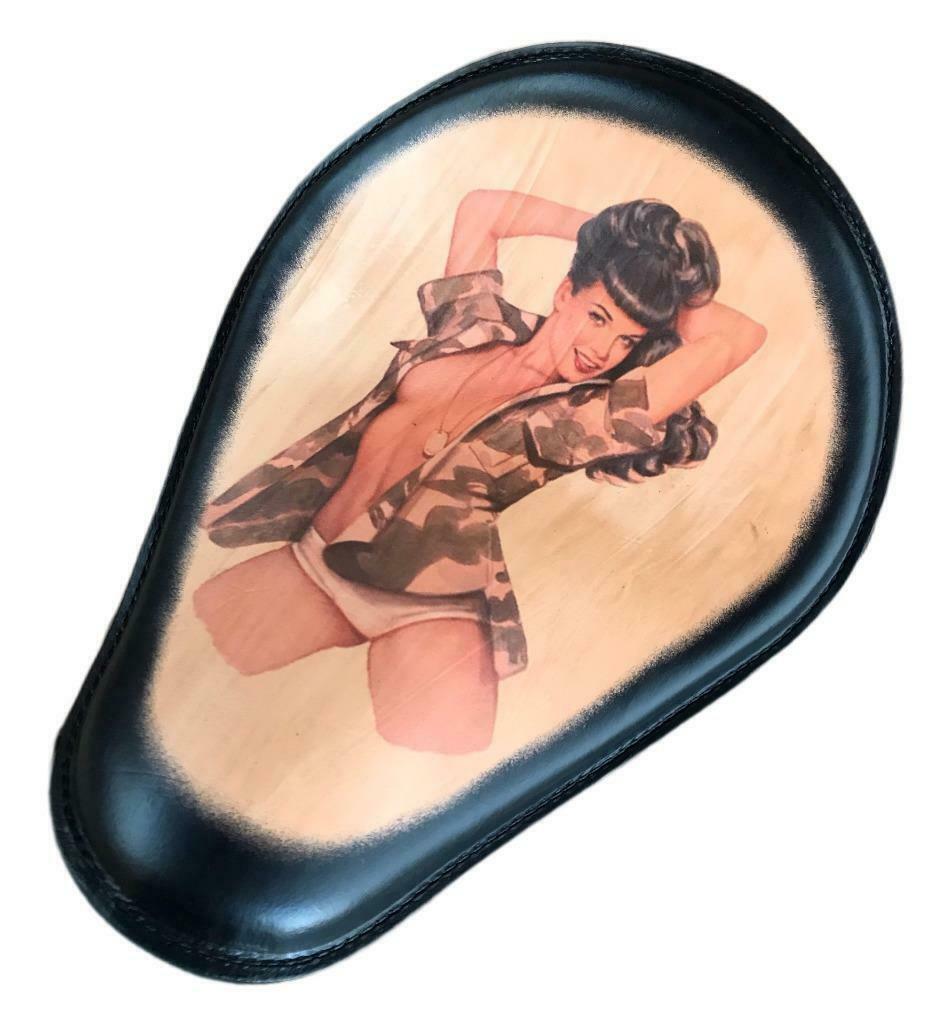 Spring Seat Leather Harley Sportster Chopper Bobber Honda 10x14 Betty Pa Tattoo