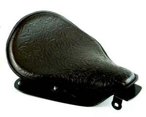 2004-2006 Harley Sportster Spring Solo Seat Black Oak Leaf Leather 12x13 b MRC - Mother Road Customs