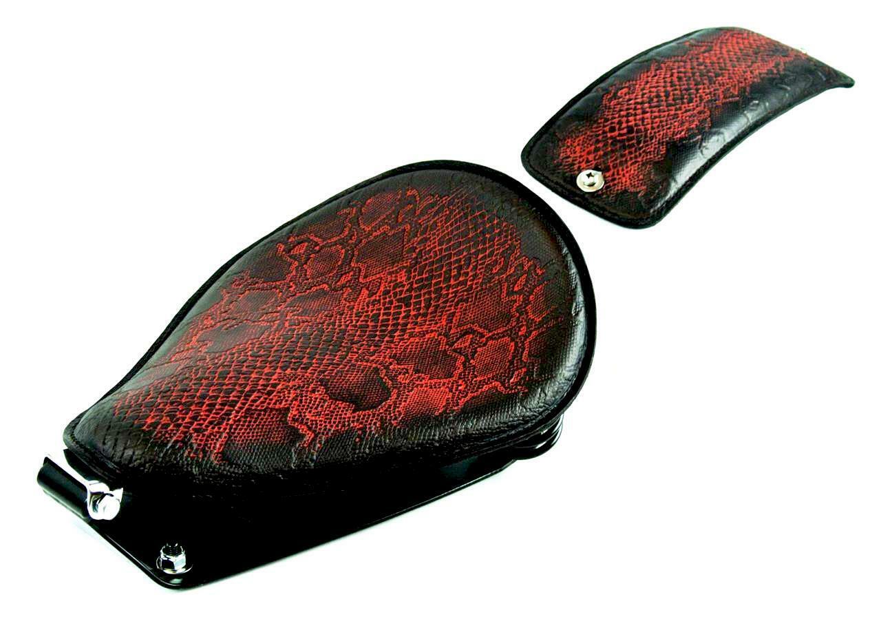 1982-2003 Harley Sportster Seat Ant Red Snake All Models Leather pad Kit USA bcs - Mother Road Customs