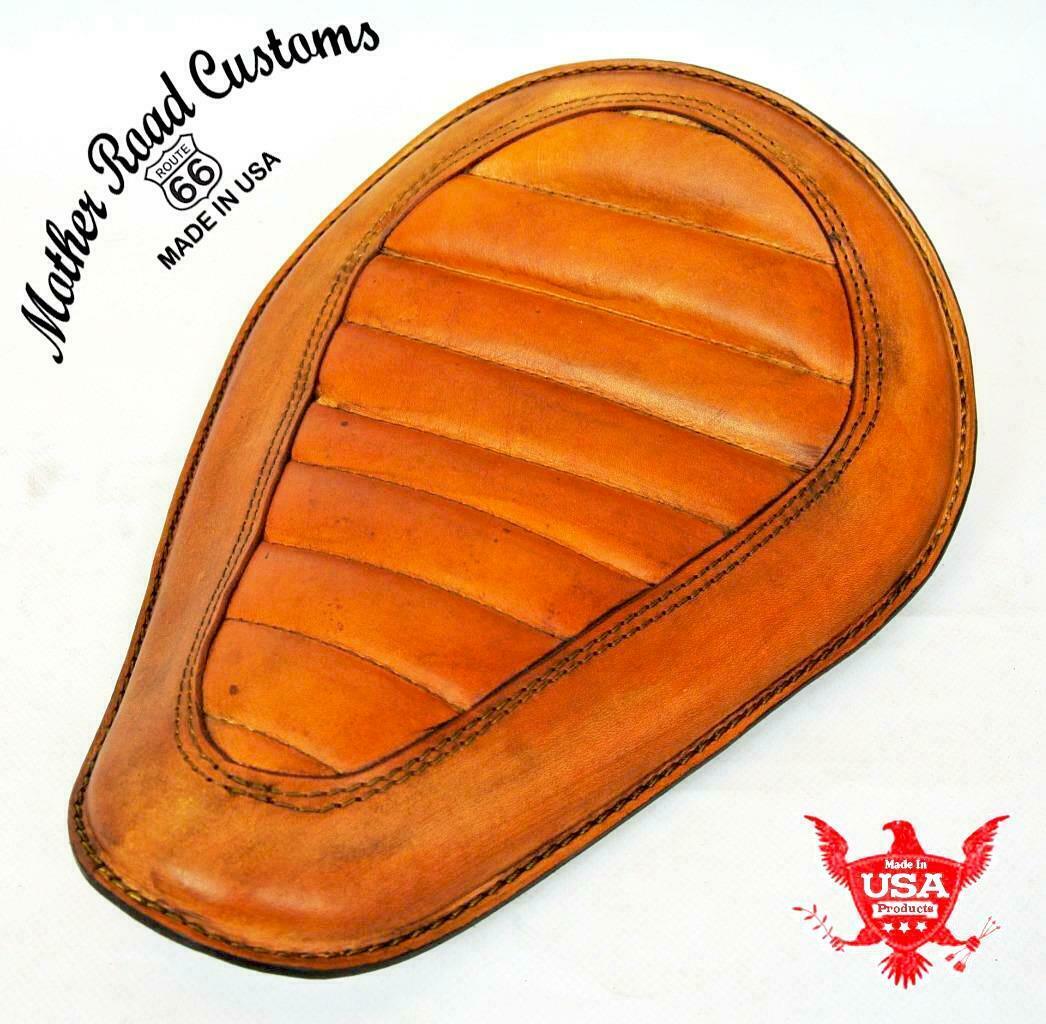 Harley Sportster Bobber Honda Yamaha Spring Seat Chopper Gel Tan Window Tuck - Mother Road Customs