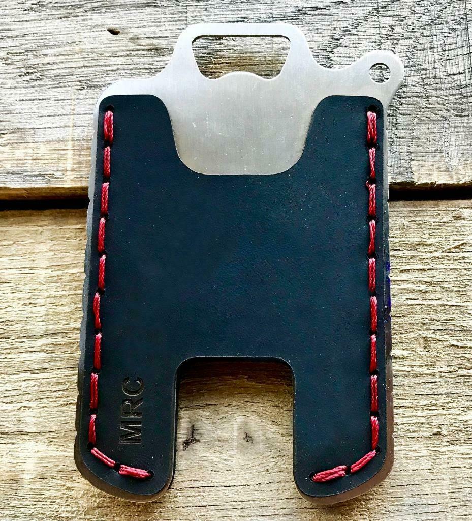 Hawk One Minimalist Men's Women's Black Top Grain Leather Stainless Steel Wallet - Mother Road Customs