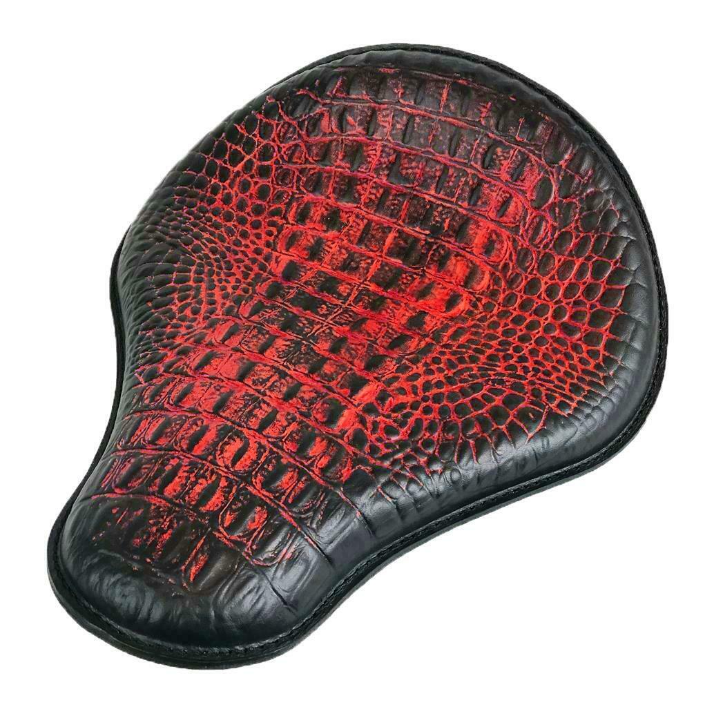 Spring Solo Seat Chopper Harley Sportster Dyna 13x15" Antique Red Alligator MRC