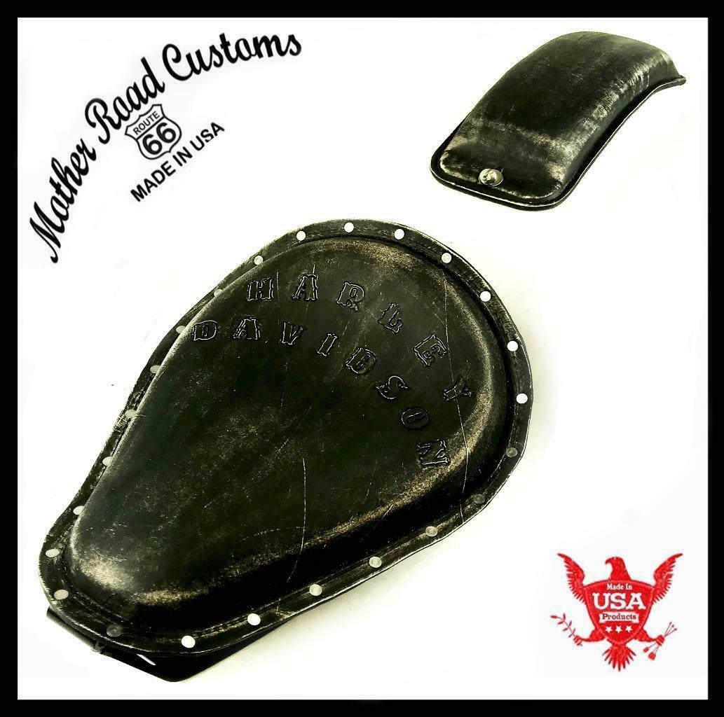 1982-2003 Sportster Harley Spring Seat Tooled Blk Dist  Rivets Pad Mount Kit bcs - Mother Road Customs