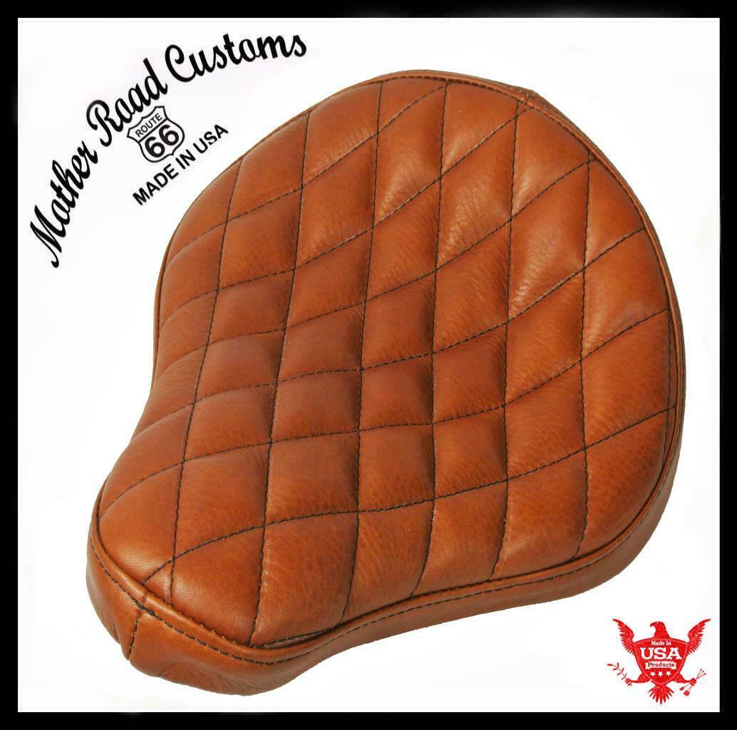 Spring Seat Chopper Sporster Dyna Harley Tan Diamond Stitched 11x13"  fxr
