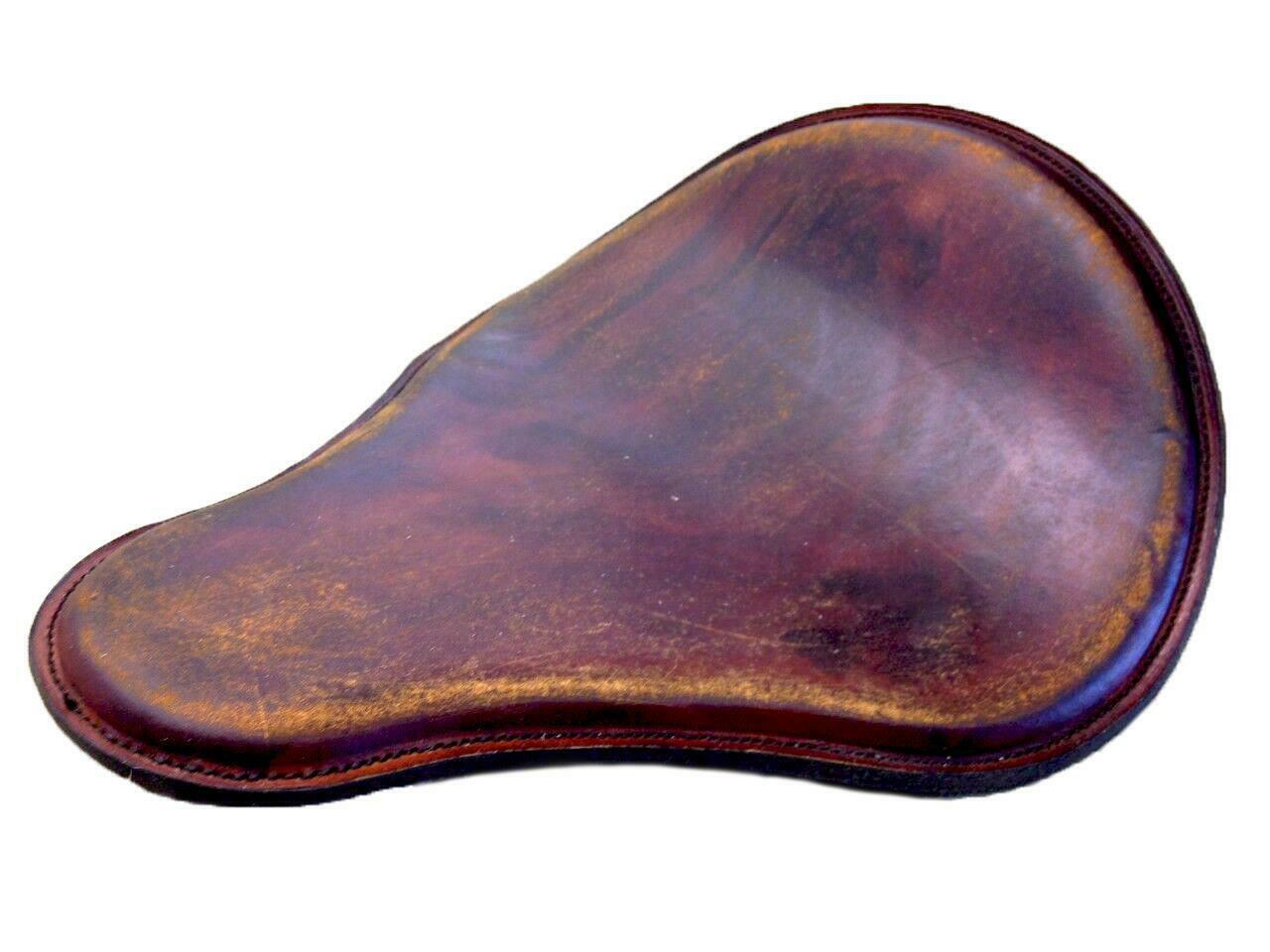Seat Sportster Chopper Harley Honda 12x13 201 Brown Distressed Leather Flat Nose - Mother Road Customs