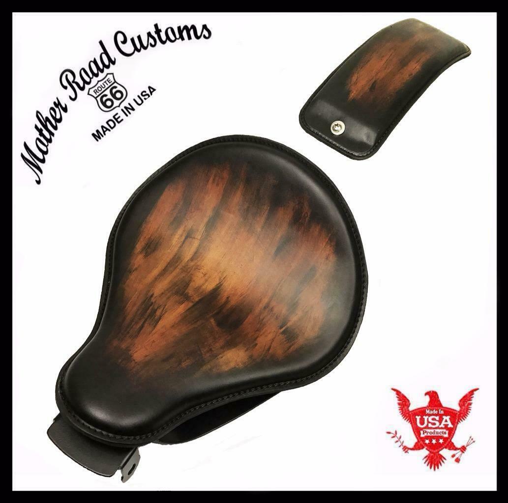 2007-2009 Sportster Harley Spring Seat P-Pad Kit Smooth Antique Brown Leather bs - Mother Road Customs