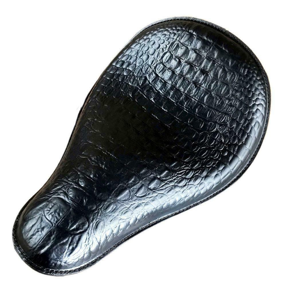 Spring Solo Seat Chopper Bobber Harley Softail 11x16 Black Alligator Leather MRC