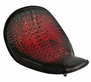 2010-2020 Harley Sportster Solo Seat High Back On The Frame AntRed Gator Leather - Mother Road Customs