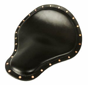 Spring Solo Seat Copper Rivets Harley Sportster Chopper 14x16 Black Leather