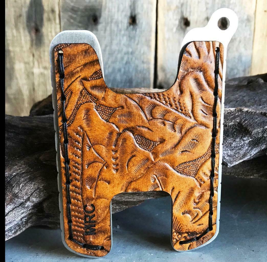 Hawk Two Minimalist Men's Women's Gel Tan Veg Tan Leather Stainless Steel Wallet - Mother Road Customs