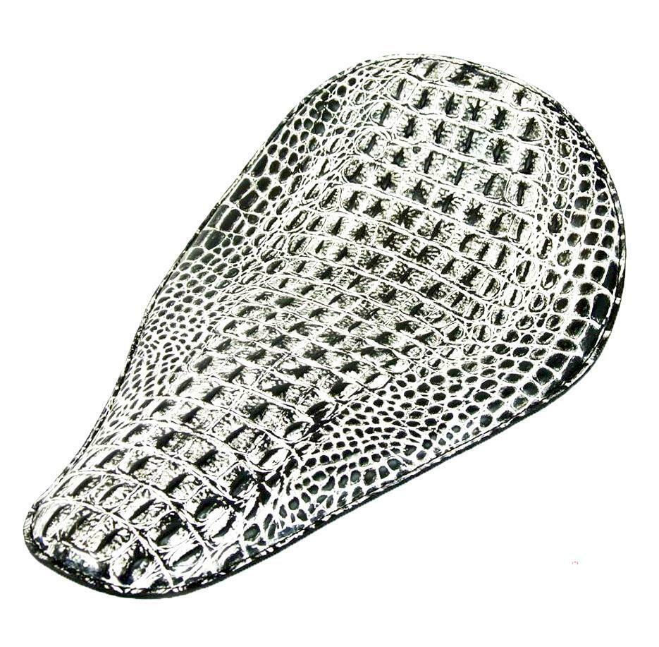 Spring Seat Harley Chopper Bobber Softail Dyna Indian 11X16 BlackWhite Alligator