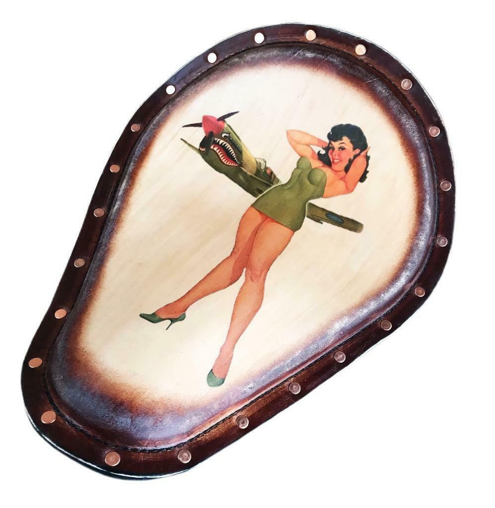 Spring Solo Seat Copper Rivets Harley Sportster Chopper Tattoo Bomber Leather