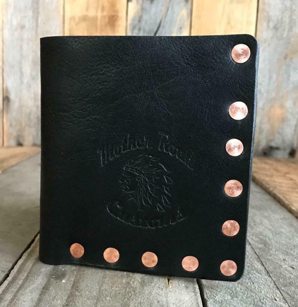 Riveter Men's Tan Leather Bifold Wallet With Solid Copper Rivets Seat  Harley