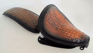 2007-2009 Harley Sportster Seat Conversion Kit P-Pad Antique Brown Alligator ccs - Mother Road Customs