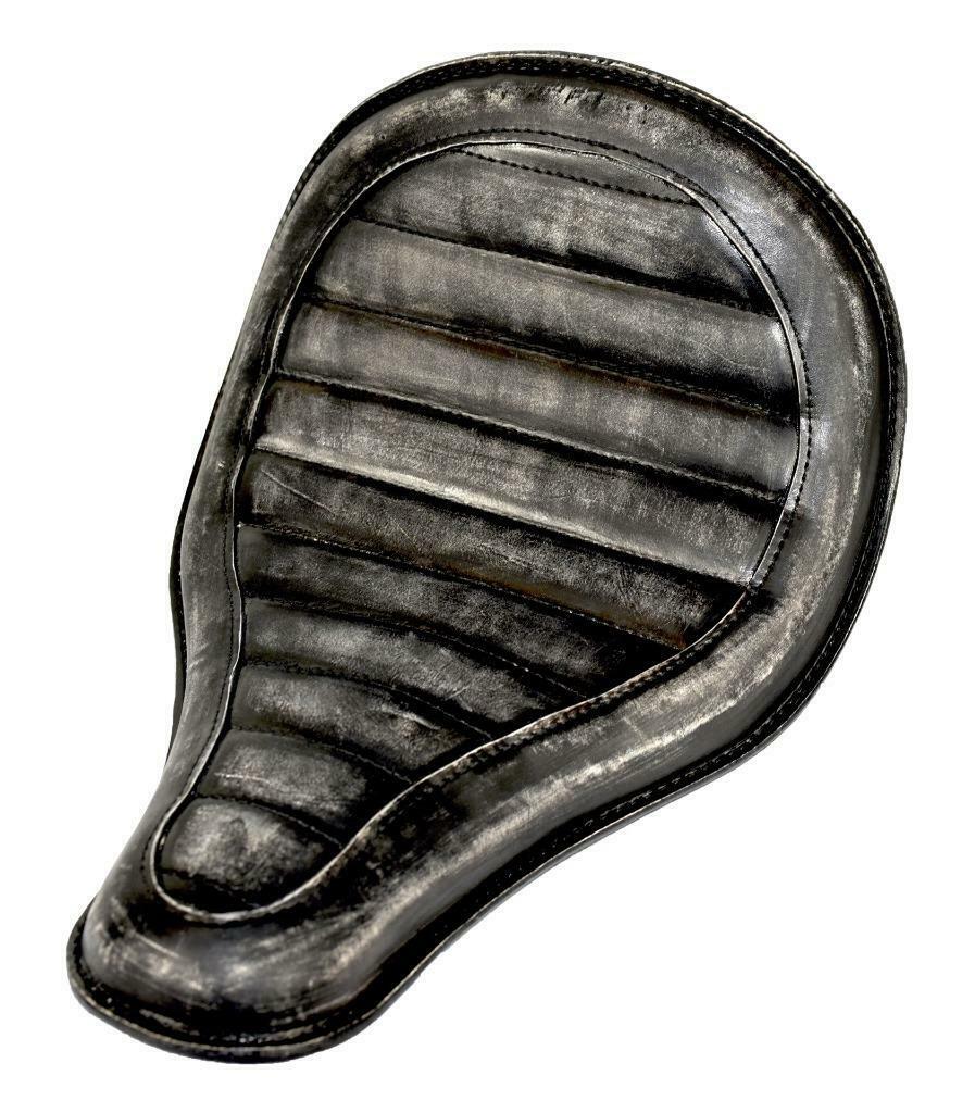 Spring Solo Seat Chopper Sporster Harley Bobbe 11x15" High Back BlkDist Leather