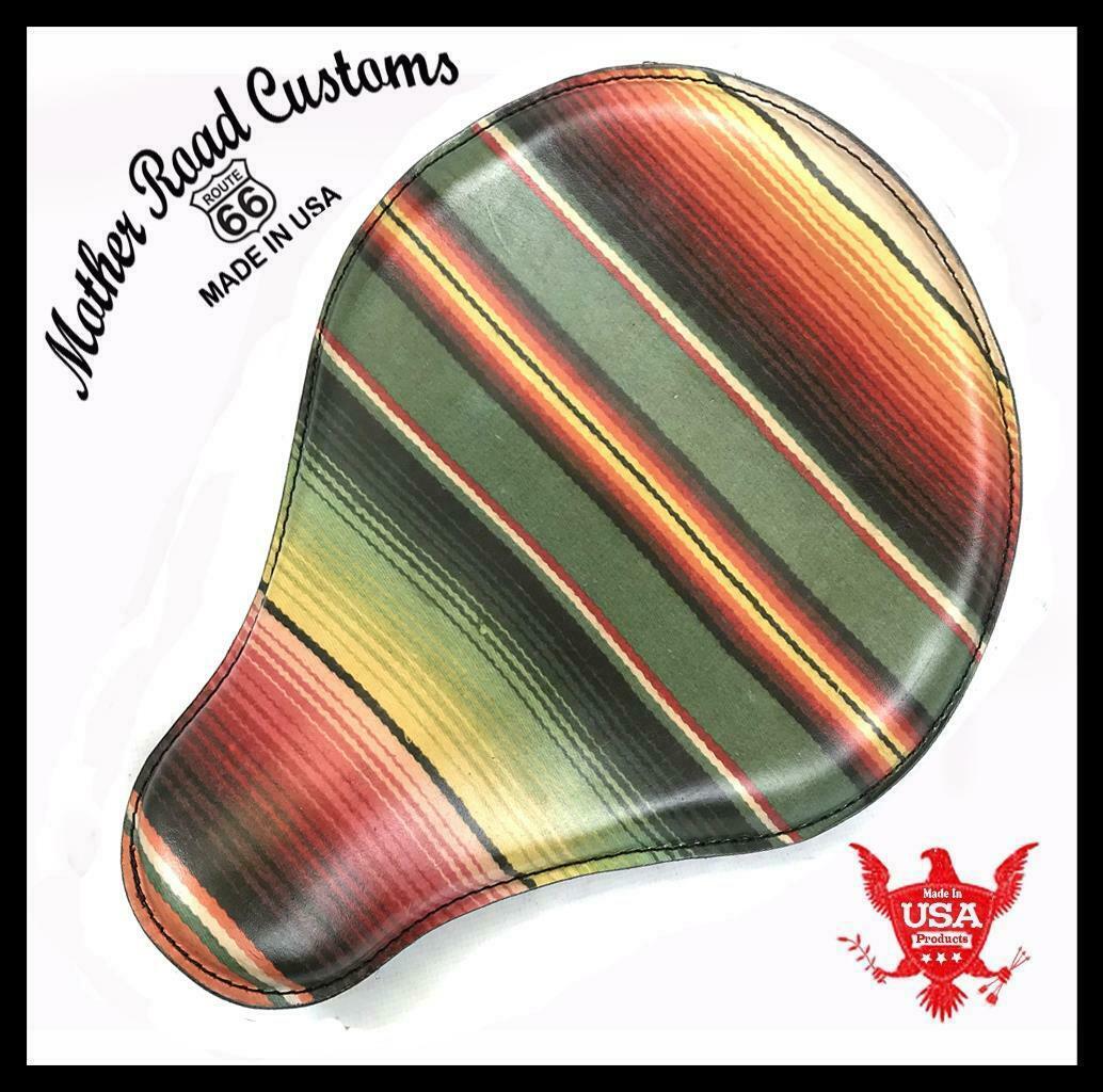 Spring Solo Leather Seat Chopper Sportster Harley 12x13" Mexican Blanket Tattoo