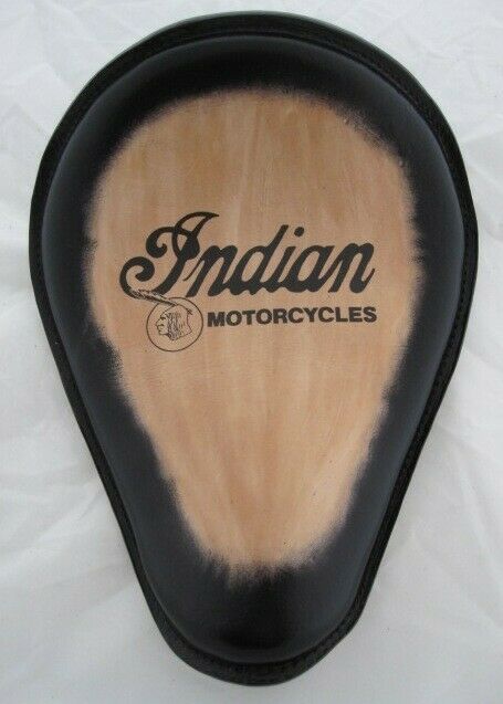 Spring Solo Seat Choppter Bobber Indian Logo Tattoo Black Leather