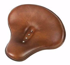 Spring Solo Tractor Seat 15x14" Desert Tan Leather Harley Sportster Indian Scout - Mother Road Customs