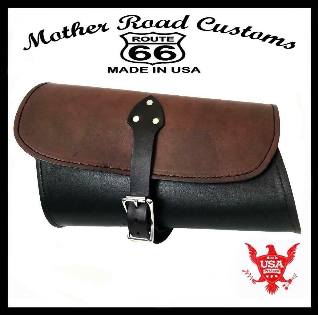 2015-2020 Indian Scout & Bobber Swing Arm Saddle Bag Black & Brown Leather MRC - Mother Road Customs
