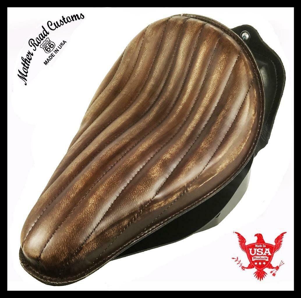 2000-2017 Harley Softail Spring Solo Seat Mounting Kit  Brn Dist Tuck Leather bs - Mother Road Customs