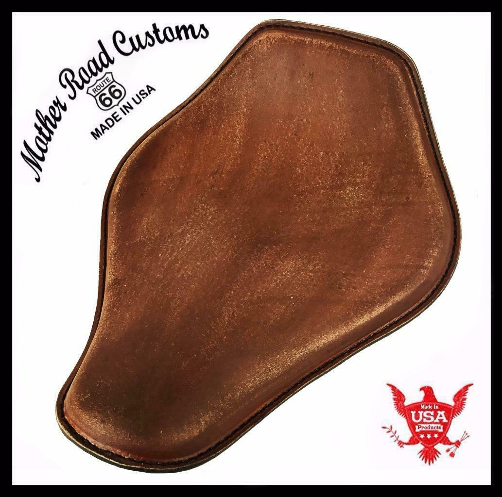 Spring Seat Chopper Bobber Harley Sportster Honda 10x13 Brn Ds Snub Nose Leather - Mother Road Customs