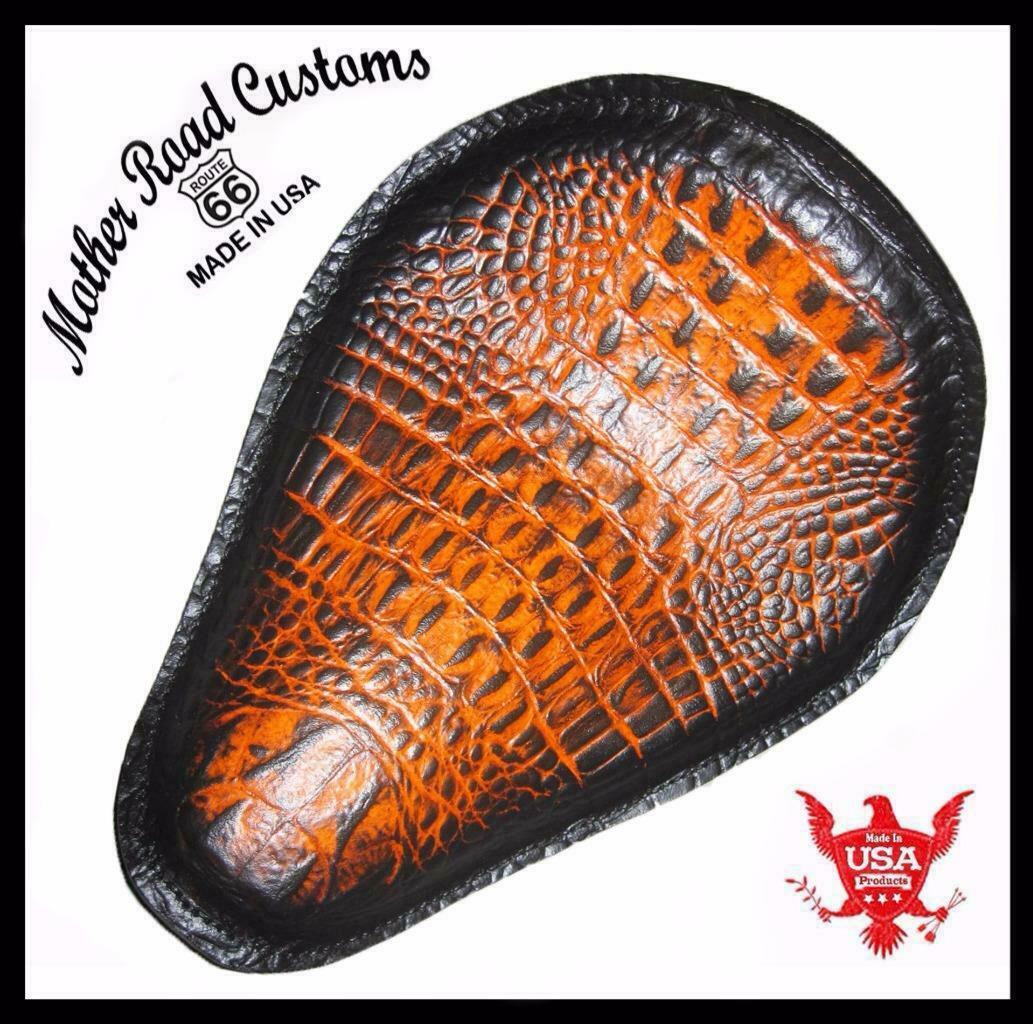 Chopper Harley Sportster Spring Solo Seat Motorcycle 10x13 Ant Or Alligator USA - Mother Road Customs