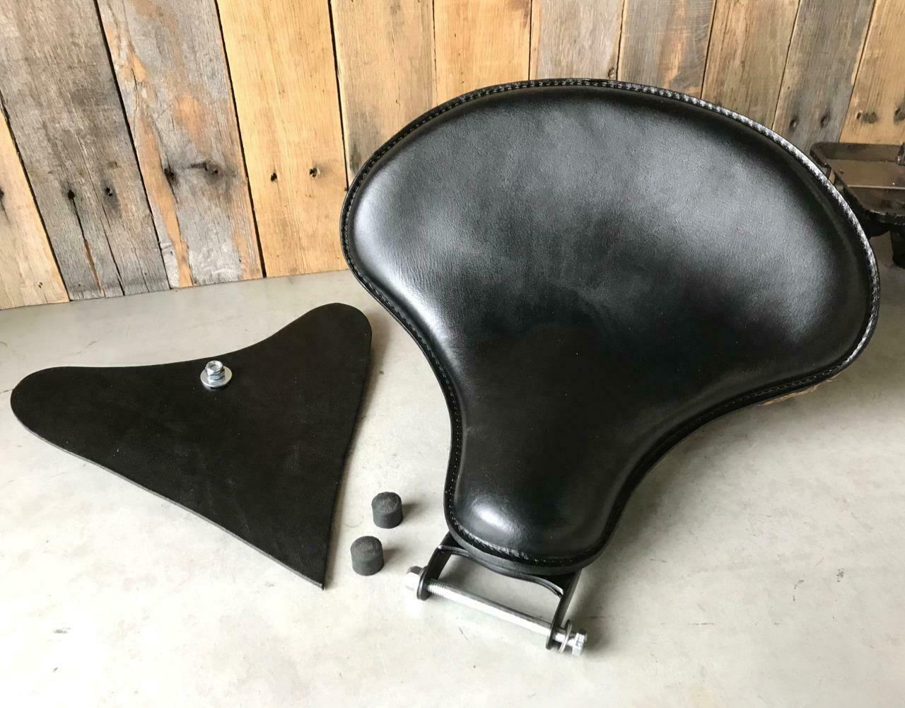 2010-2020 Sportster Harley No Spring Mounting Kit 15x14 Blk Leather Tractor Seat - Mother Road Customs