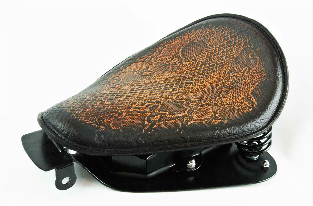 2004-2006  Harley Sportster Spring Seat Conversion Kit Ant Brn Snake Python bcs - Mother Road Customs