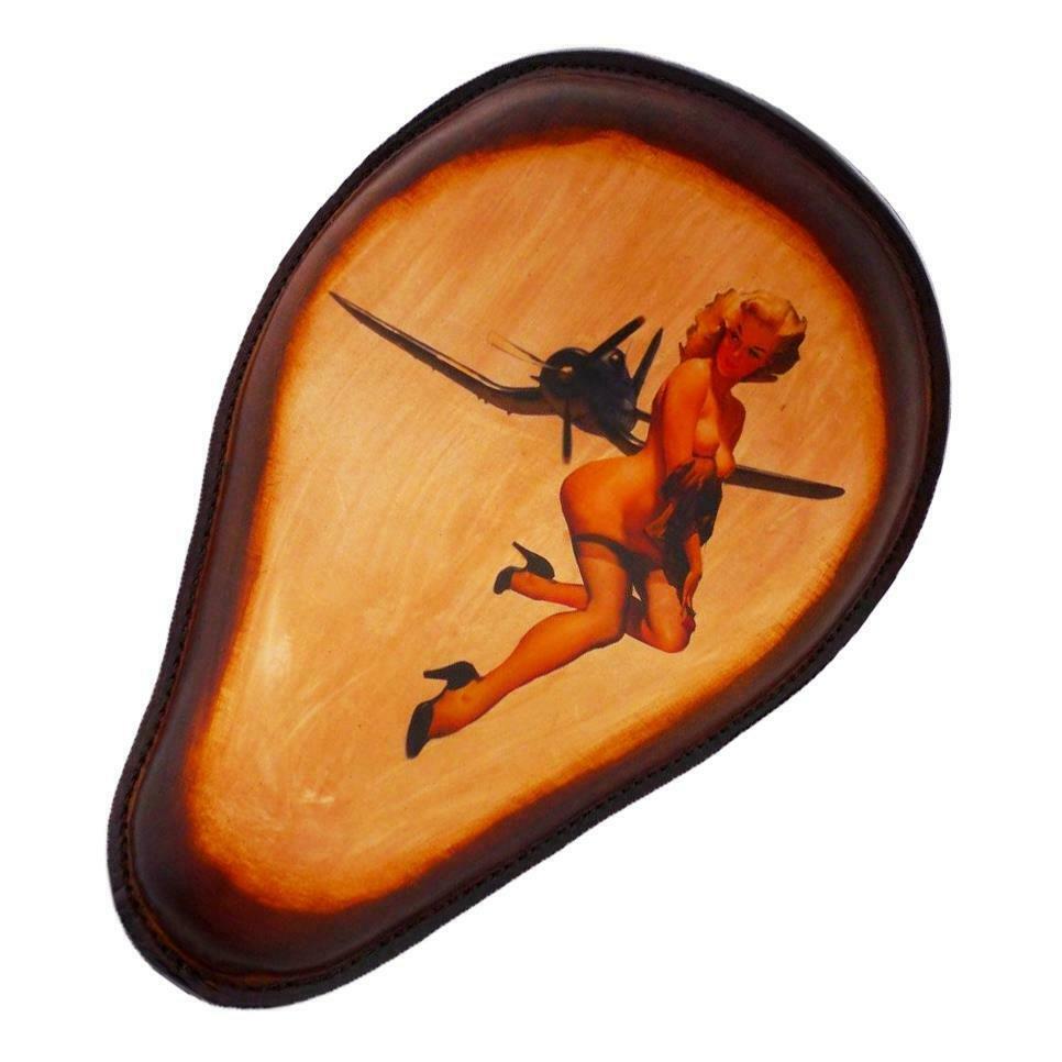 Spring Seat Harley Chopper Bobber Sportster  Tattoo Topless Pin Up Air Leather