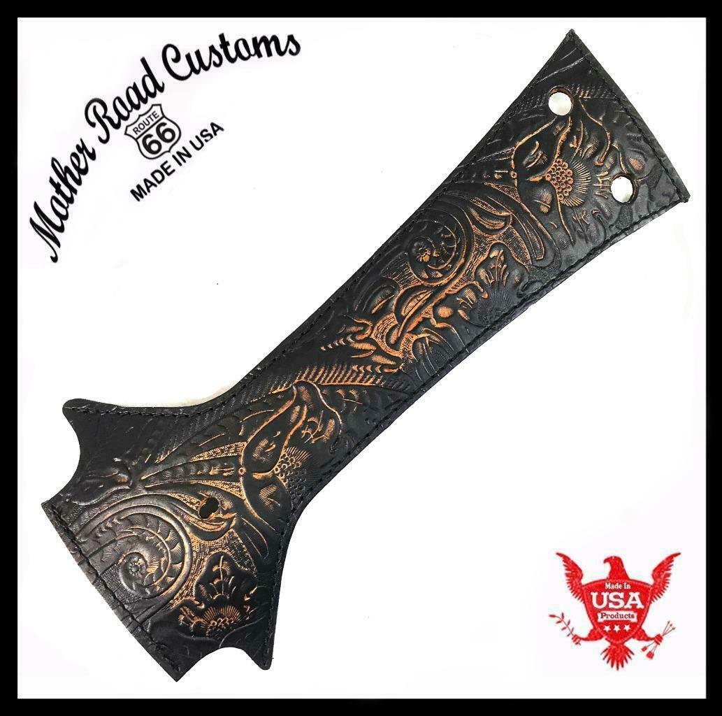 2018-2020 Harley Softail Antique Brown Tooled Leather Tank Bib Slim - Mother Road Customs