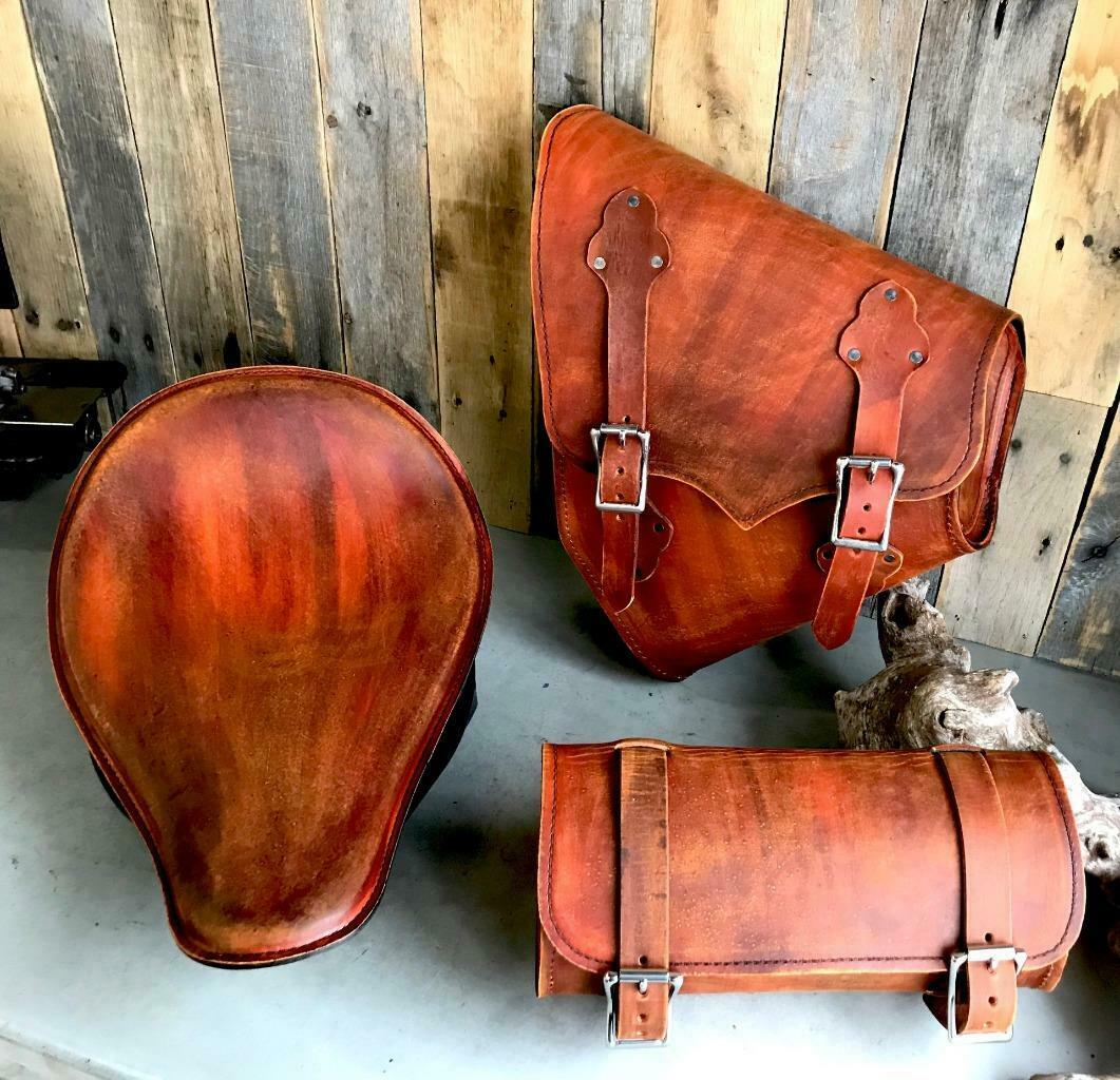 2000-2017 Harley Softail 201 Brn Dis Spring Leather Seat Mounting Kit Saddle Bag - Mother Road Customs