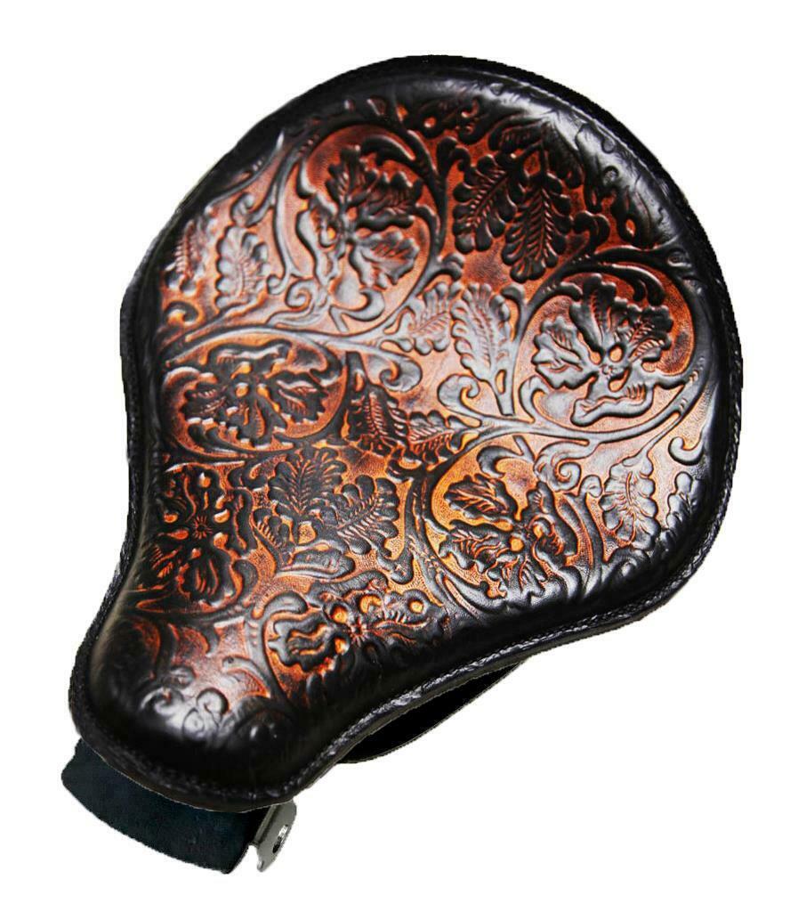 2007-2009 Sportster Harley Spring Seat Mount Kit Ant Brn Oak Leaf Leather bcs - Mother Road Customs