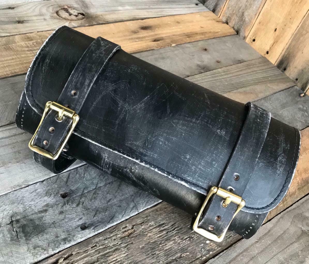 Tool Roll Bag Saddle Harley Chopper Bobber Motorcycle Sportster Blk D Leather BD - Mother Road Customs