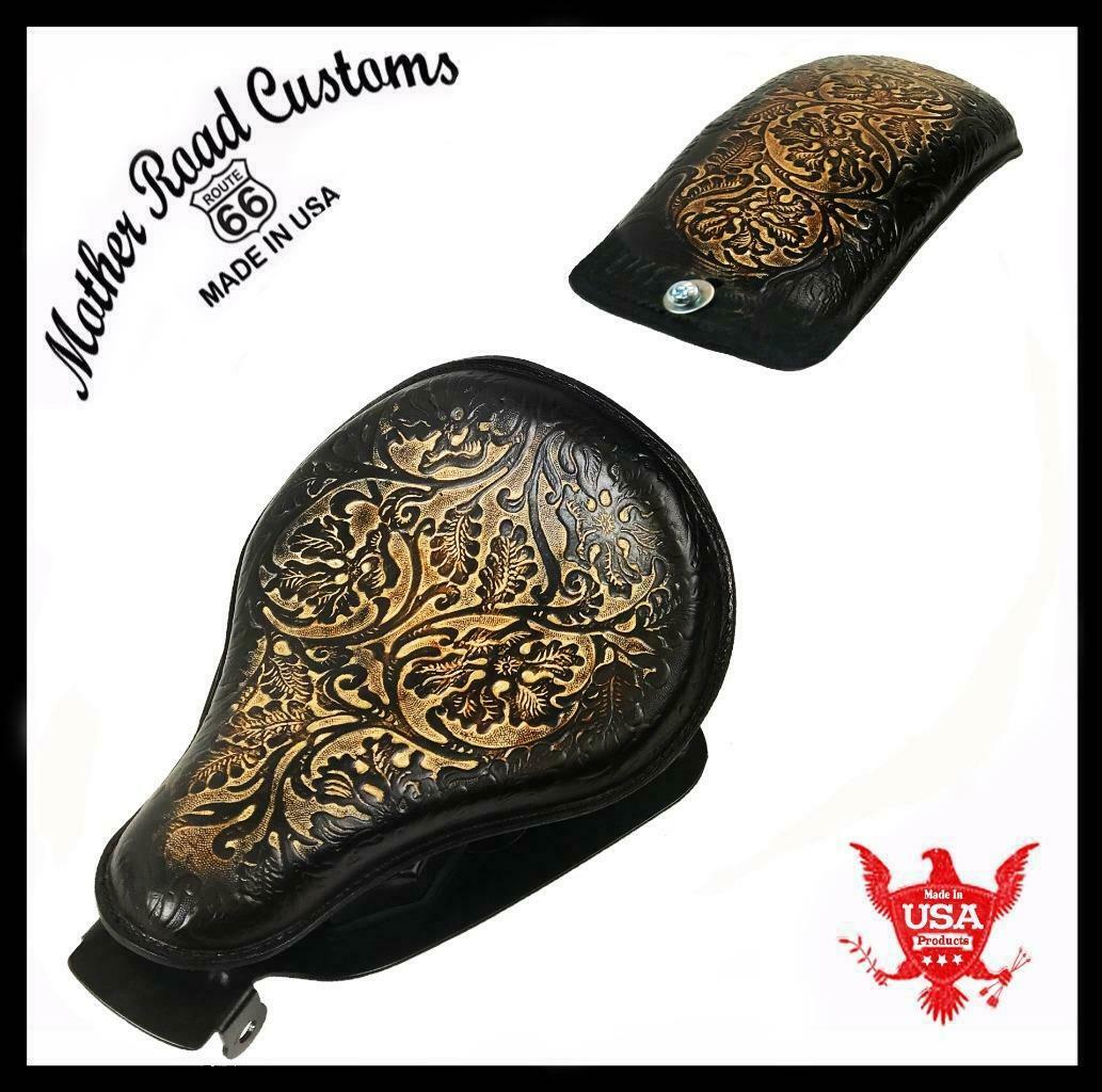 2010-20 Sportster Harley Spring Seat Nat Brn Black Oak Leaf Pad Mounting Kit bc - Mother Road Customs