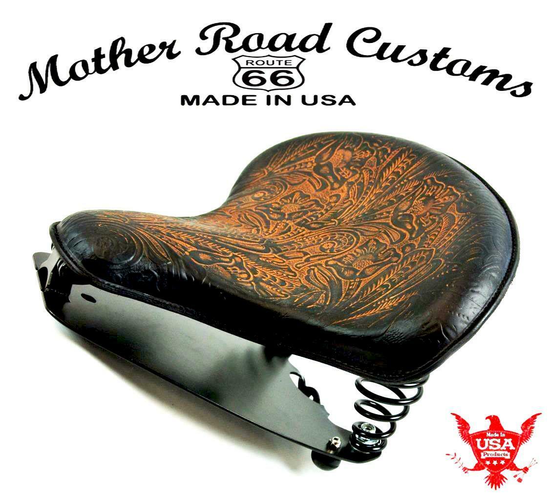 2015-20 Indian Scout & Bobber Spring Tractor Seat 15x14" ABr Tooled Mounting Kit - Mother Road Customs