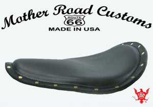 Seat Spring Chopper Harley Sportster 11x14" Smooth Black Brass Rivets Leather - Mother Road Customs