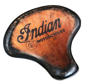 Spring Solo Tractor Seat Brn D Indian Tooled Leather Bobber Indian Scout Chopper - Mother Road Customs